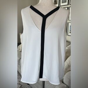 BCBG MAXAZRIA Danica Lined Off White & Black Tank Top Size Medium